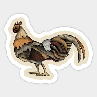 Wooden Rooster Sticker